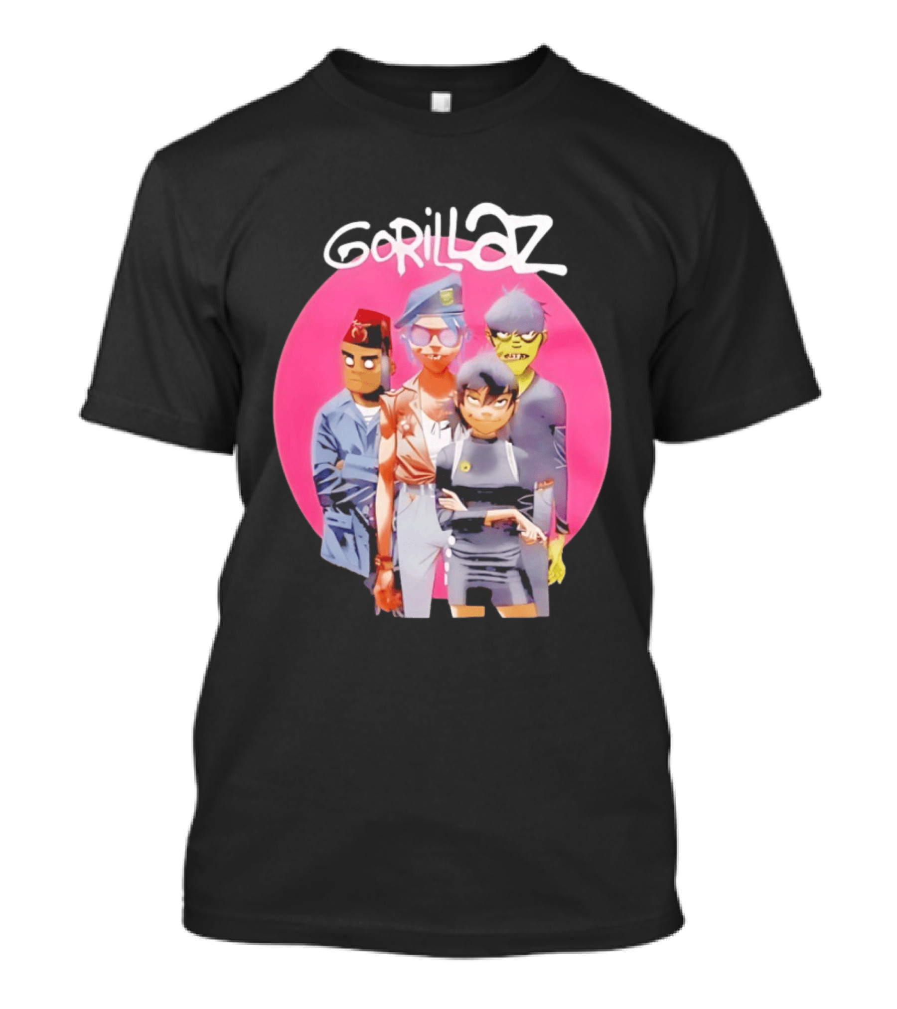 Gorillaz Humanz Group Characters On Pink T-Shirt
