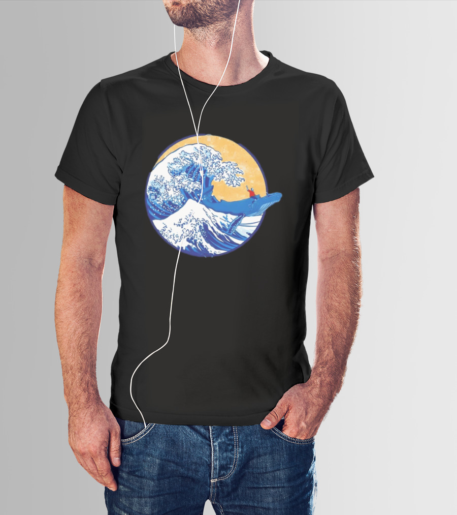 The Great Wave Meets The Great Beast With Whale Rider And Surfing Waves T-Shirt