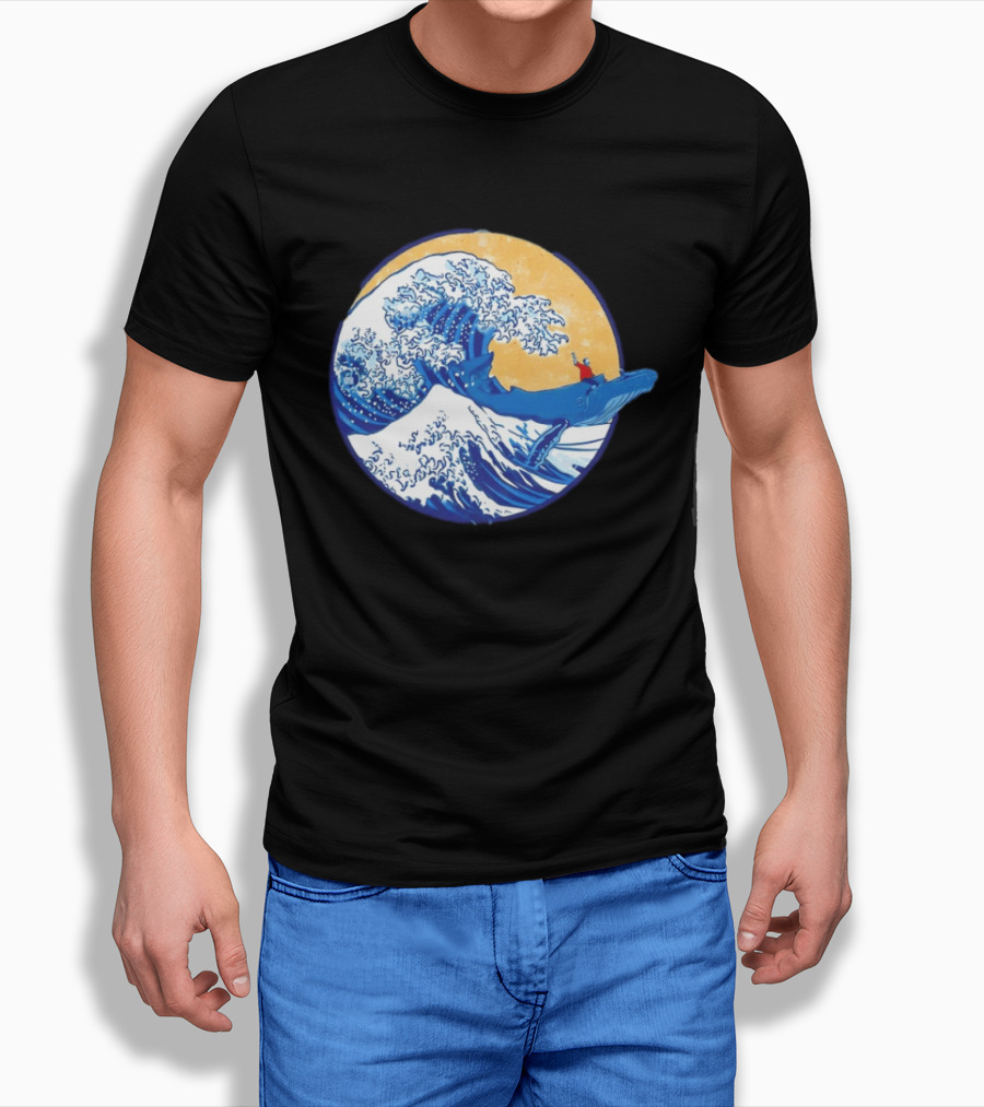 The Great Wave Meets The Great Beast With Whale Rider And Surfing Waves T-Shirt