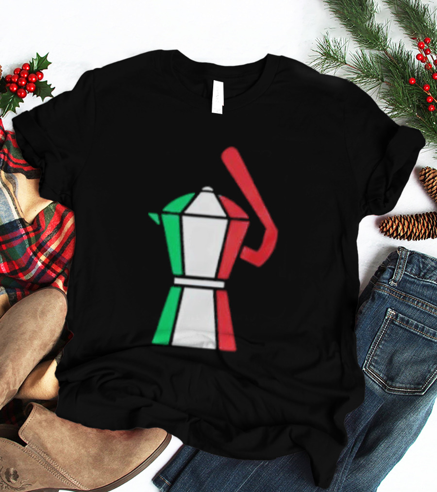 Italian Flag Moka Coffee Pot Icon Italy T-Shirt