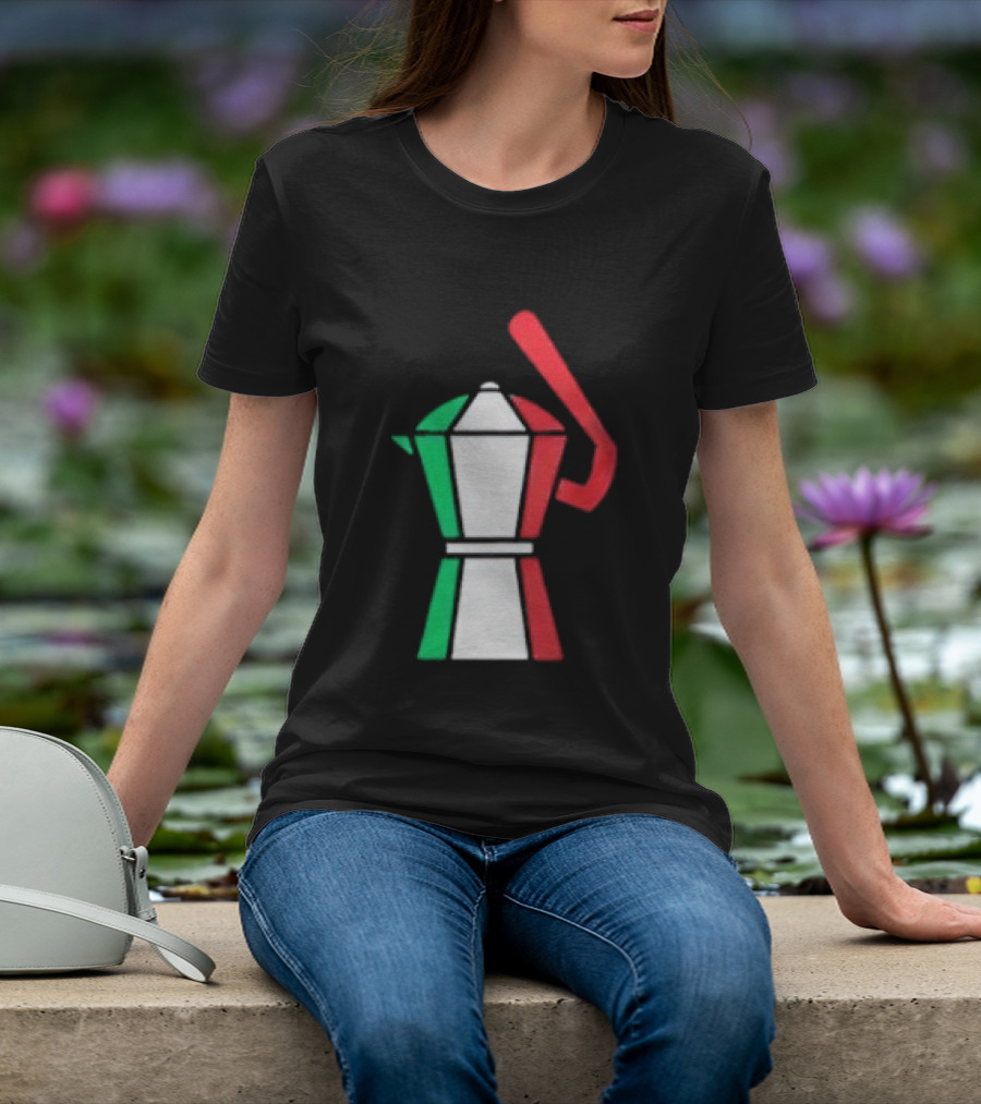 Italian Flag Moka Coffee Pot Icon Italy T-Shirt