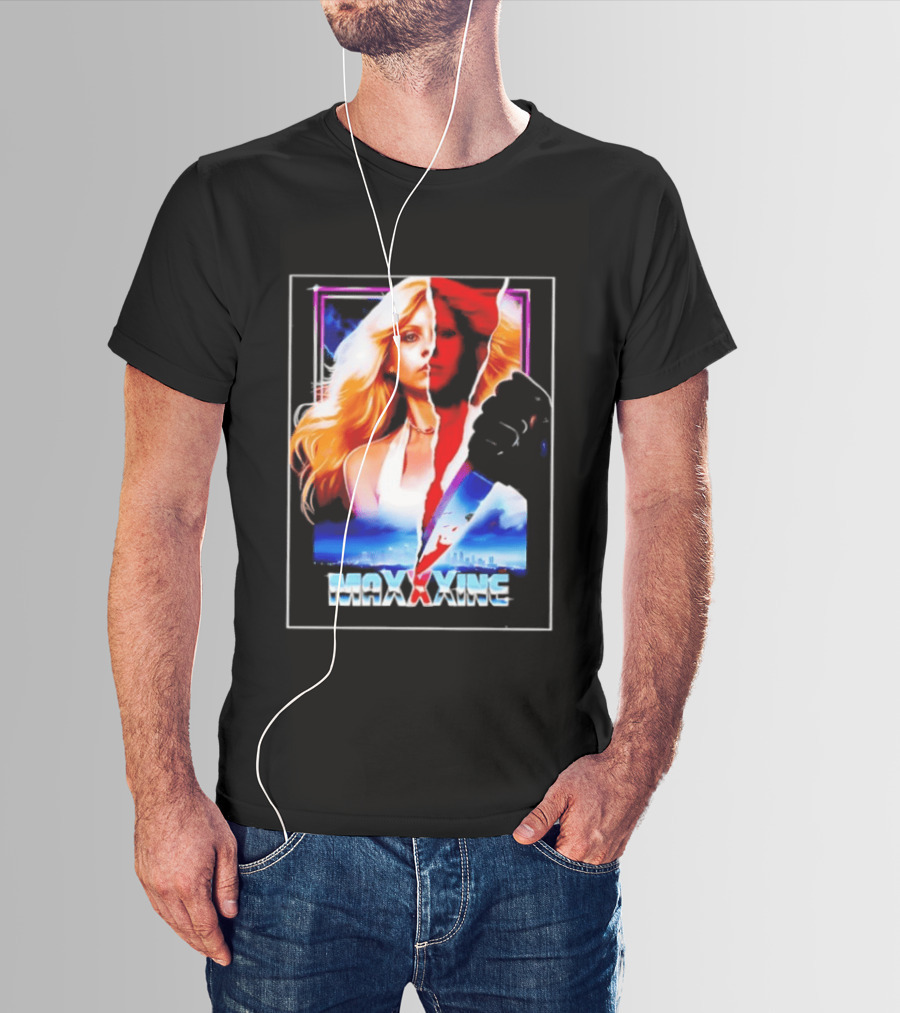 MaXXXine Mia Goth Horror Movie Knife Urban Skyline T-Shirt