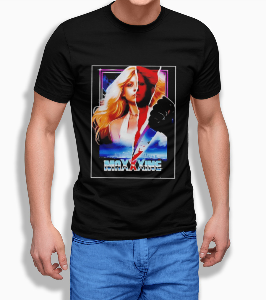 MaXXXine Mia Goth Horror Movie Knife Urban Skyline T-Shirt