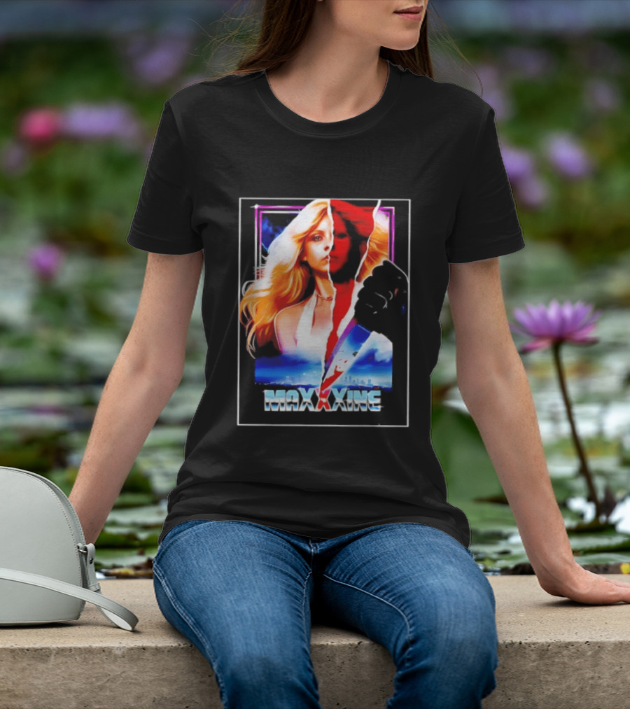 MaXXXine Mia Goth Horror Movie Knife Urban Skyline T-Shirt