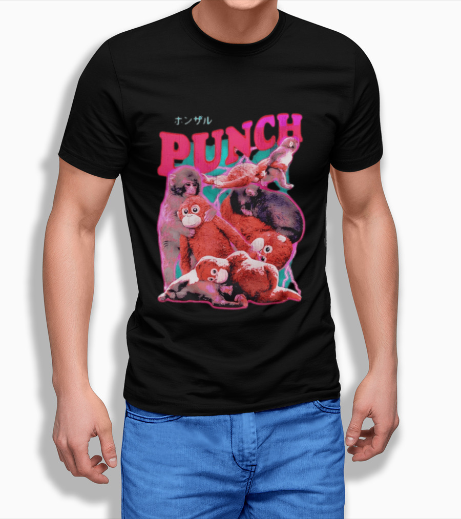PUNCH Macaque Monkey Plush Collage T-Shirt
