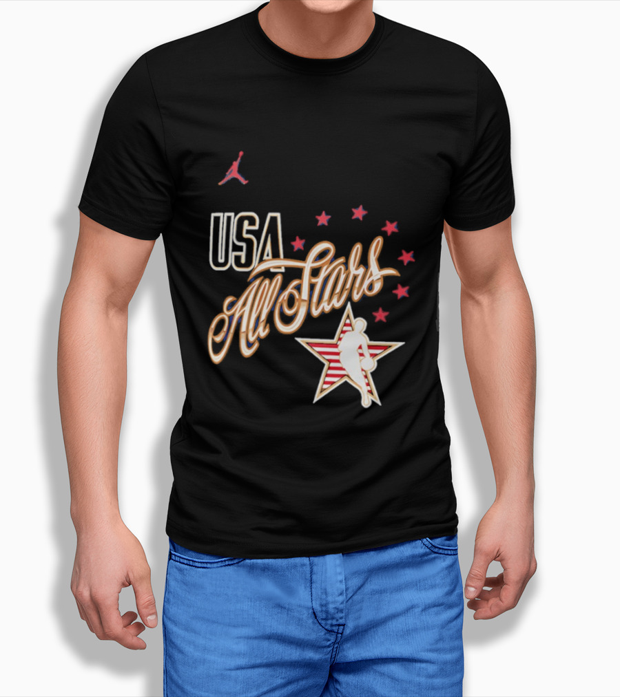 USA All Stars Basketball Red Stars Patriotic T-Shirt
