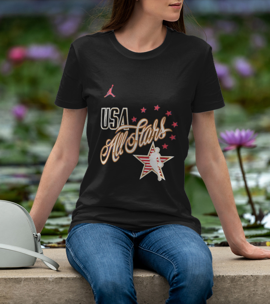 USA All Stars Basketball Red Stars Patriotic T-Shirt