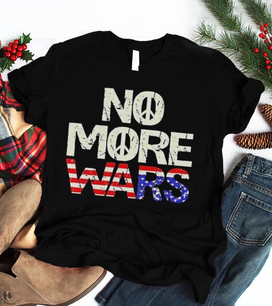 No More Wars American Flag Peace T-Shirt