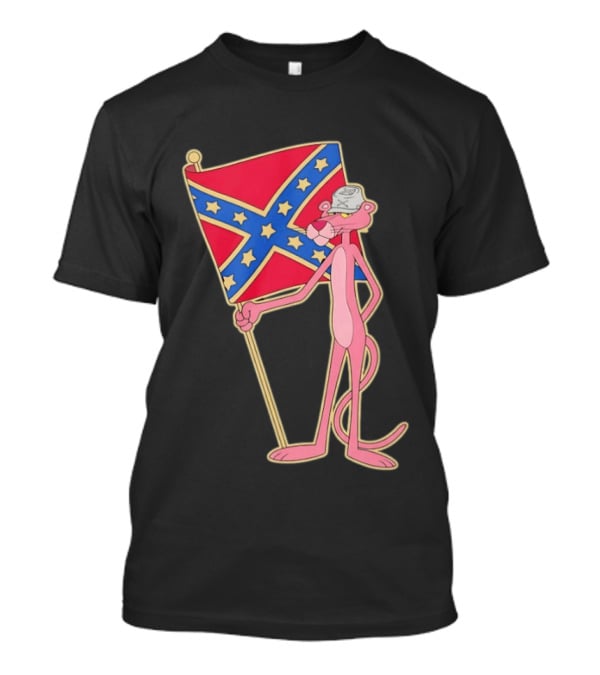 Pink Panther Holding Confederate Flag T-Shirt