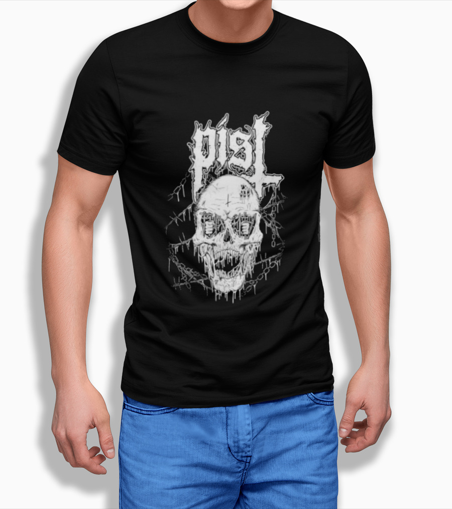 PISL Metal Skull With Dripping Branches And Chains T-Shirt