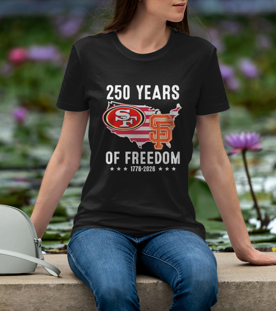 San Francisco 49ers 250 Years Of Freedom 1776 2026 USA Map T-Shirt