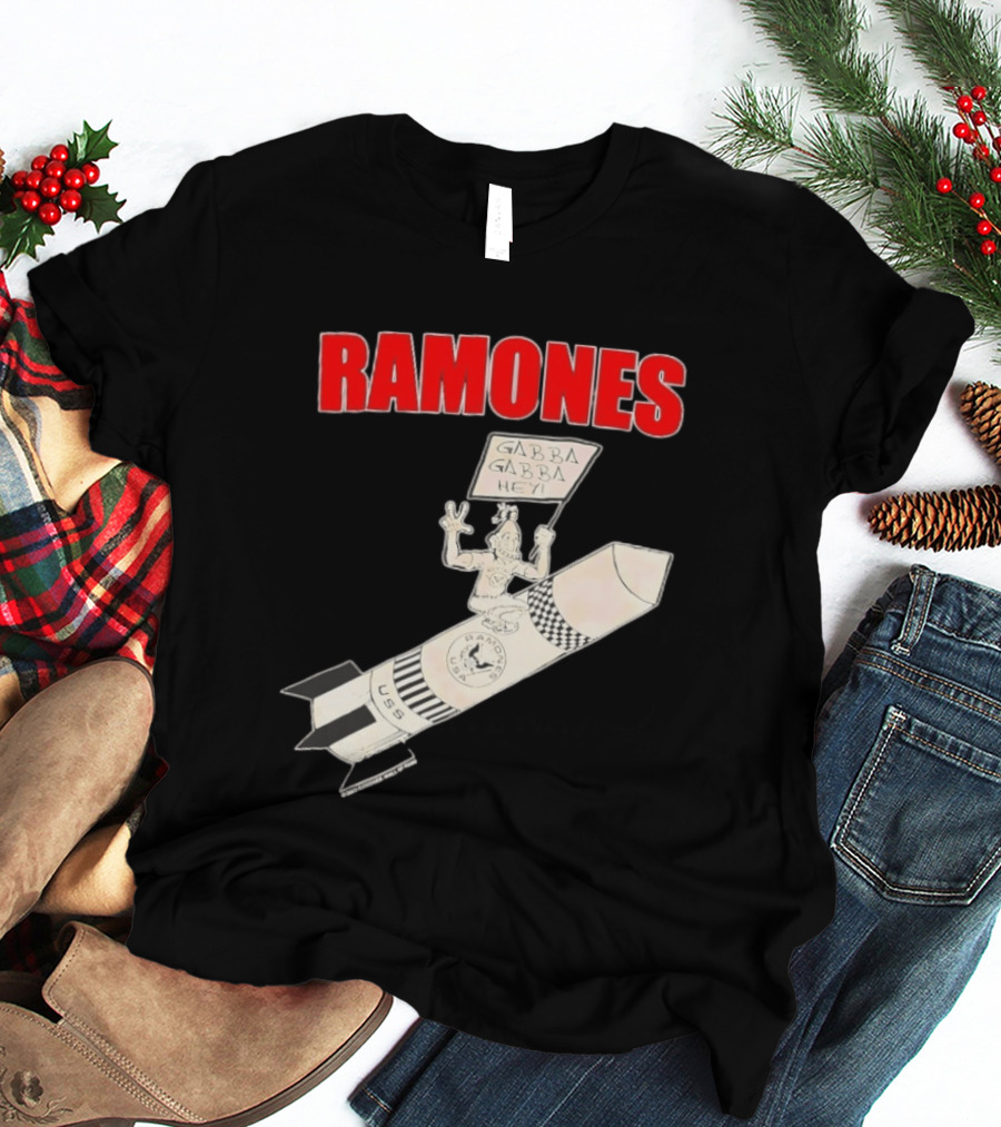 Ramones Gabba Gabba Hey USS Rocket Cartoon T-Shirt