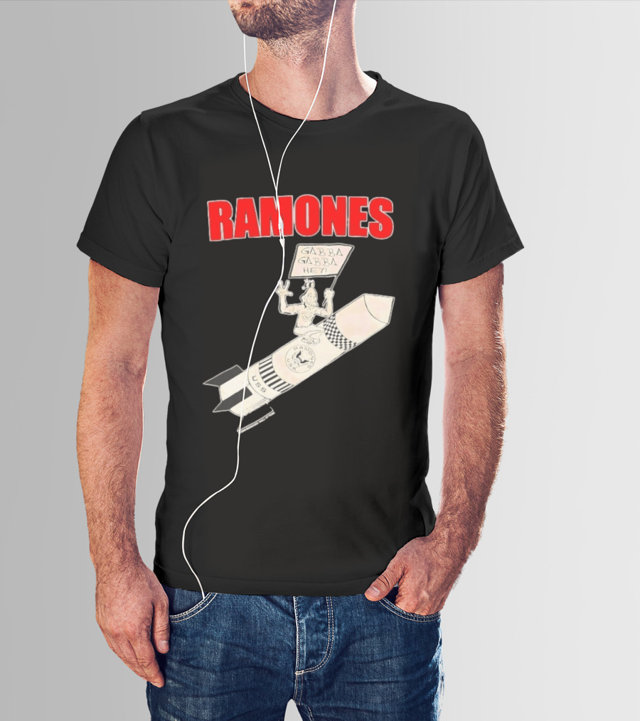 Ramones Gabba Gabba Hey USS Rocket Cartoon T-Shirt