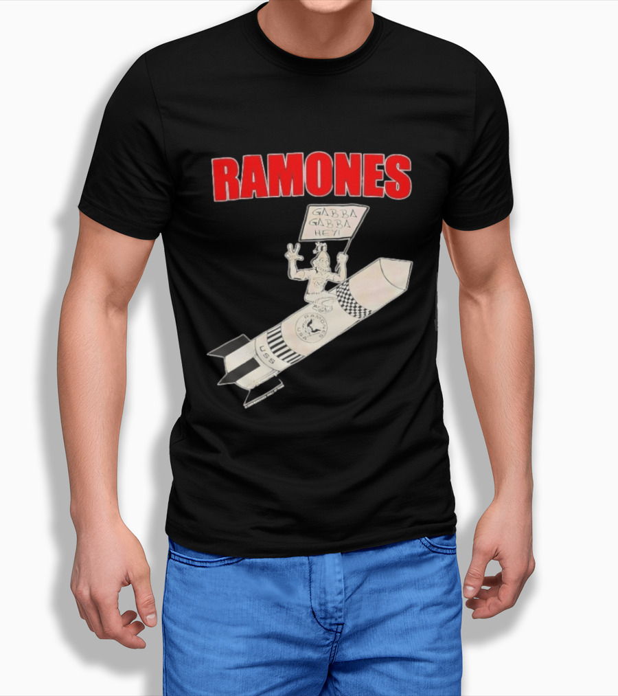 Ramones Gabba Gabba Hey USS Rocket Cartoon T-Shirt