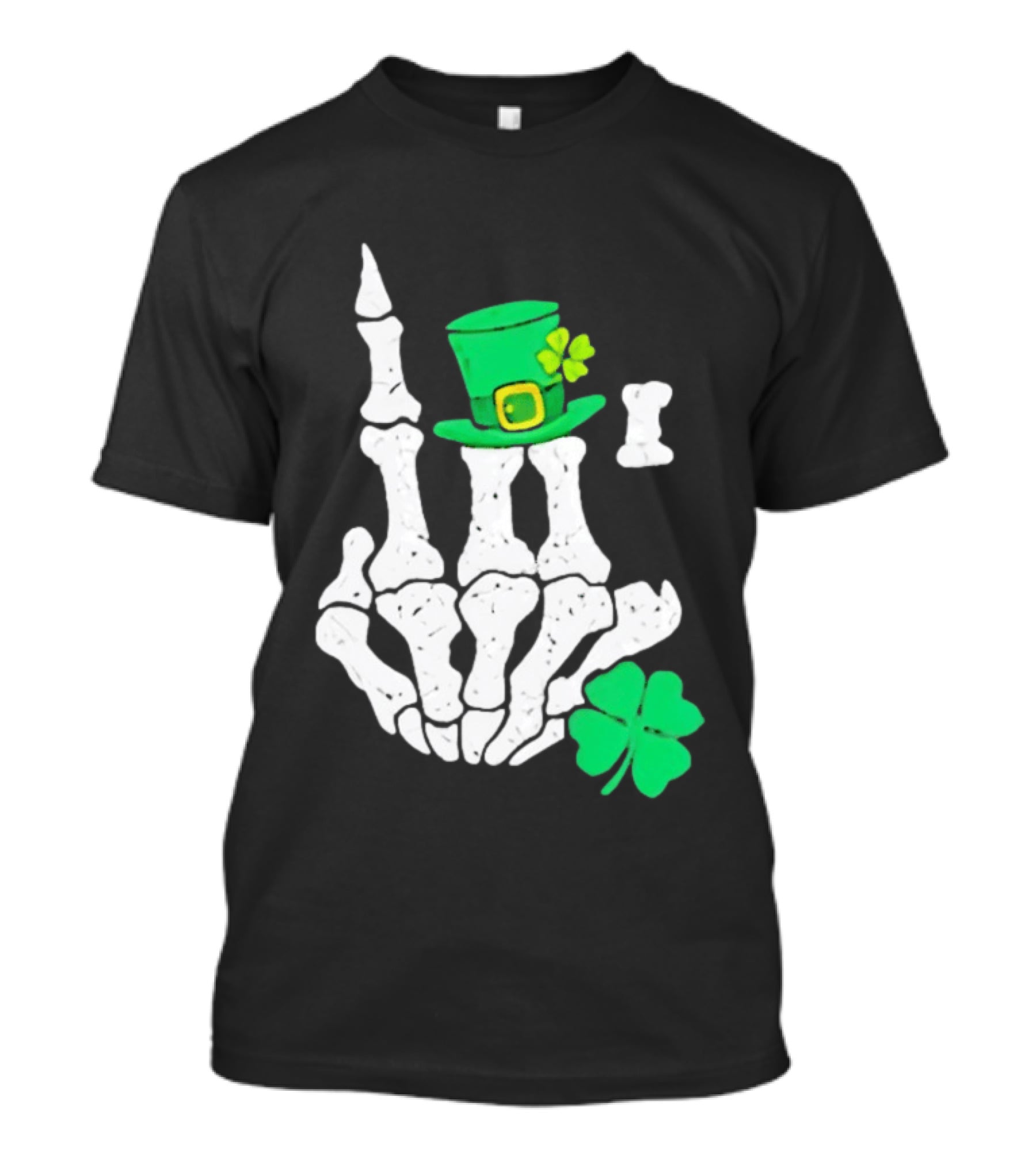 Skeleton Hand With Leprechaun Hat And Shamrock St Patricks Day T-Shirt