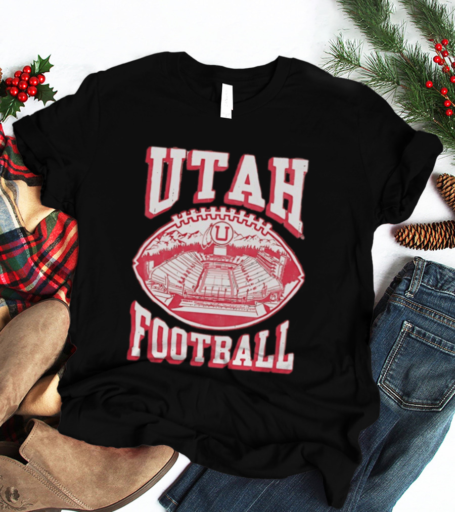 Utah Utes Football Stadium Illustration With Mountain T-Shirt