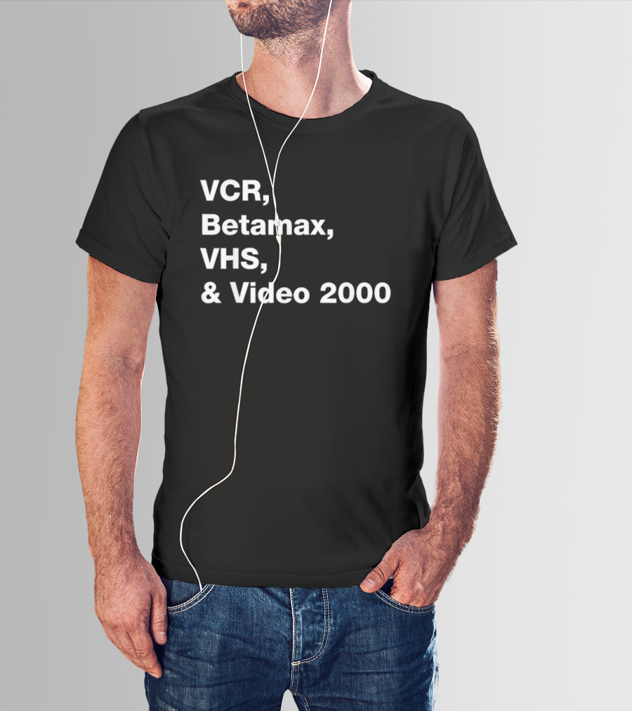 VCR Betamax VHS Video 2000 Classic Media Formats T-Shirt