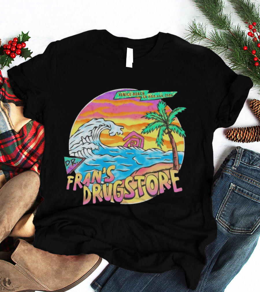 Venice Beach Dr. Fran's Drugstore Surf Wave Tropical Scene T-Shirt