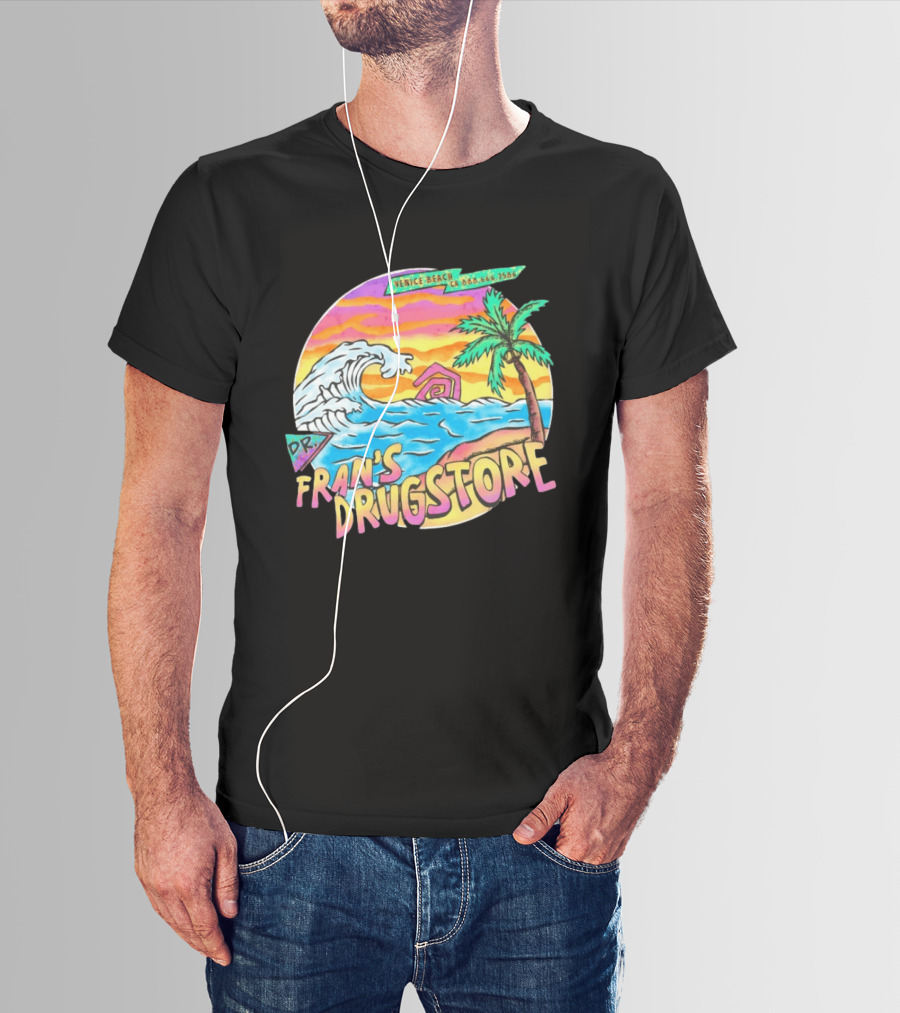 Venice Beach Dr. Fran's Drugstore Surf Wave Tropical Scene T-Shirt