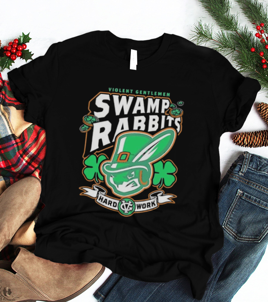 Violent Gentlemen Swamp Rabbits Hard Work Swamp Leprechaun T-Shirt