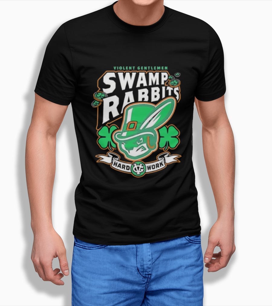 Violent Gentlemen Swamp Rabbits Hard Work Swamp Leprechaun T-Shirt