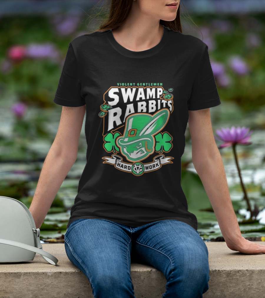 Violent Gentlemen Swamp Rabbits Hard Work Swamp Leprechaun T-Shirt