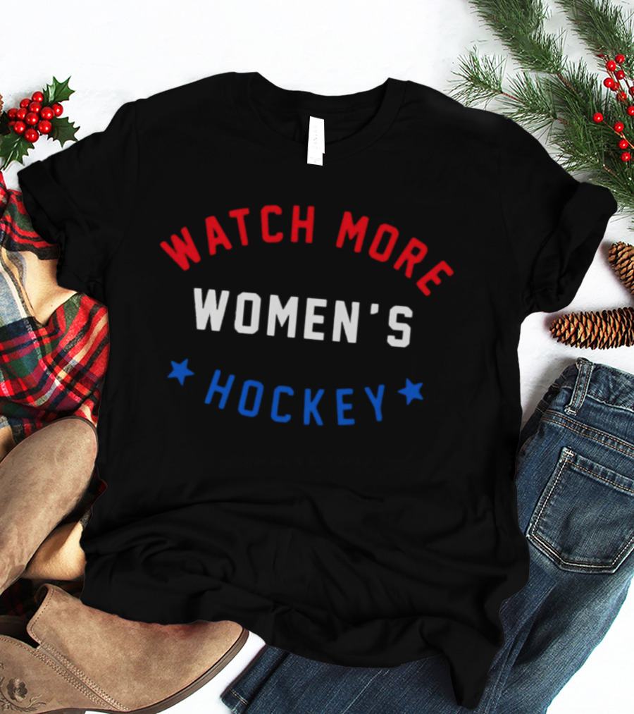 More Women's Hockey Bold Patriotic Colors Stars T-Shirt