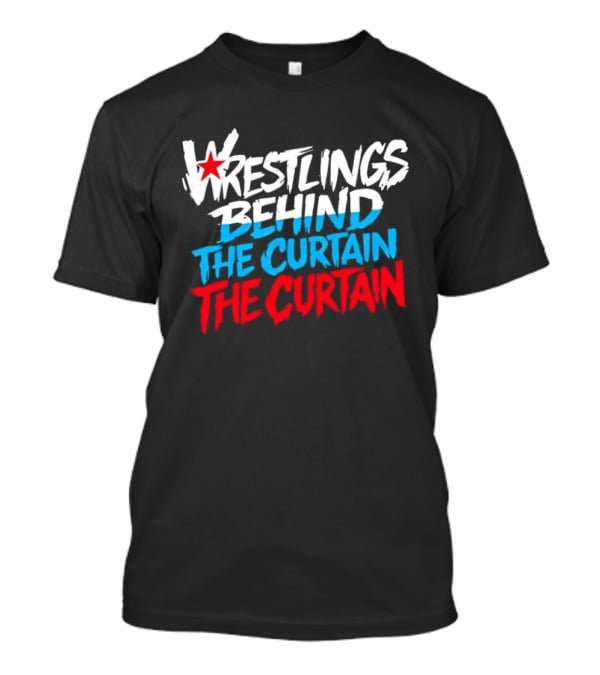 Wrestlings Behind The Curtain Star Logo Blue Red T-Shirt