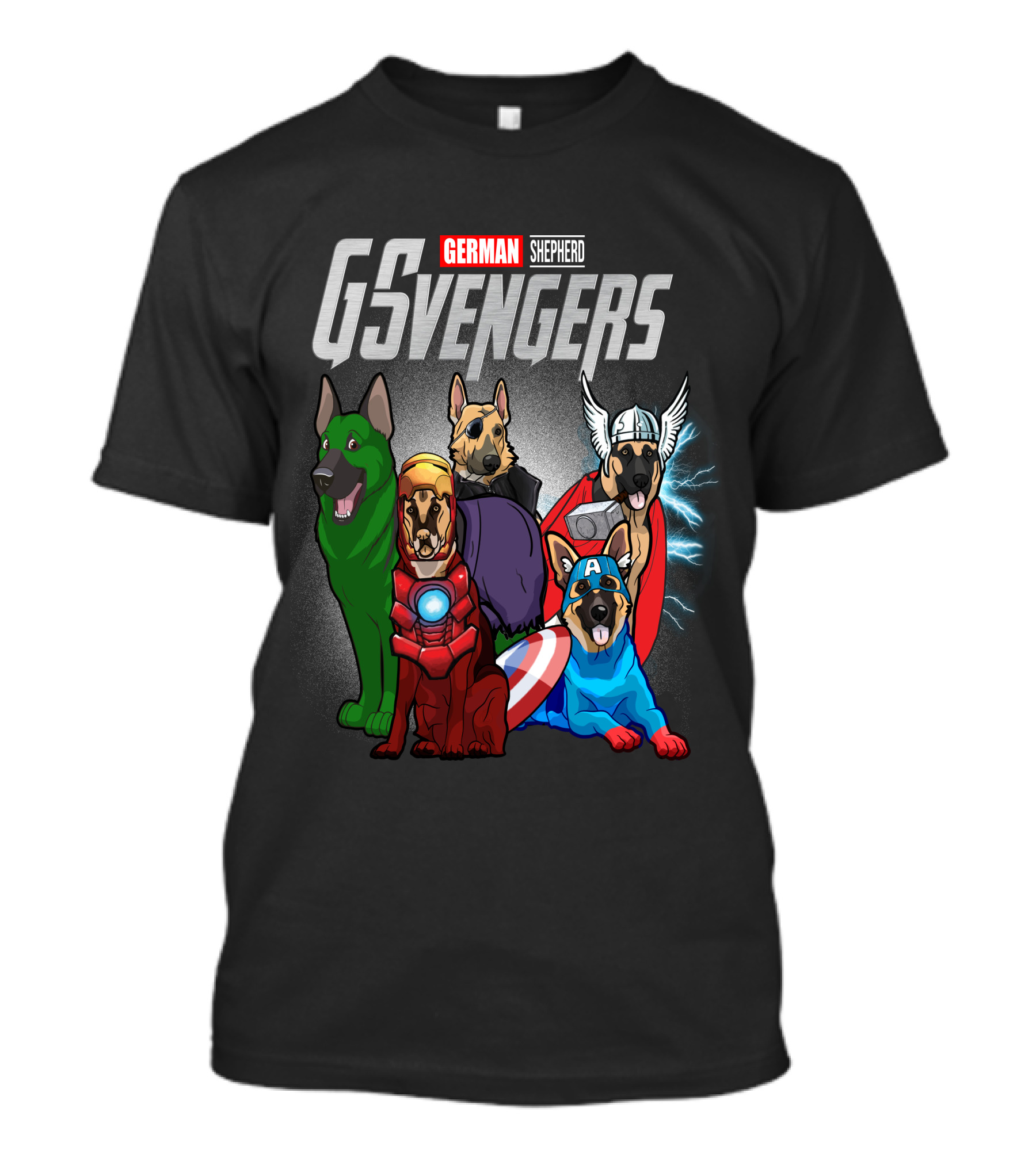 German Shepherd GSvengers Avengers Parody Dogs T-Shirt