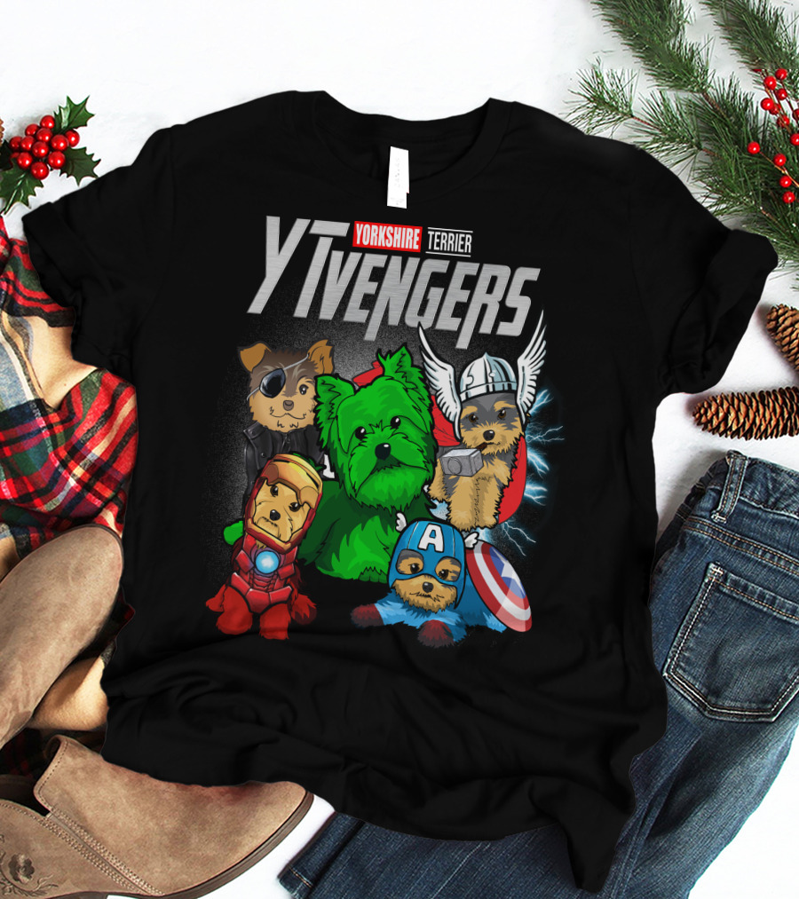Yorkshire Terrier YTvengers Superhero Pups In Iconic Costumes T-Shirt