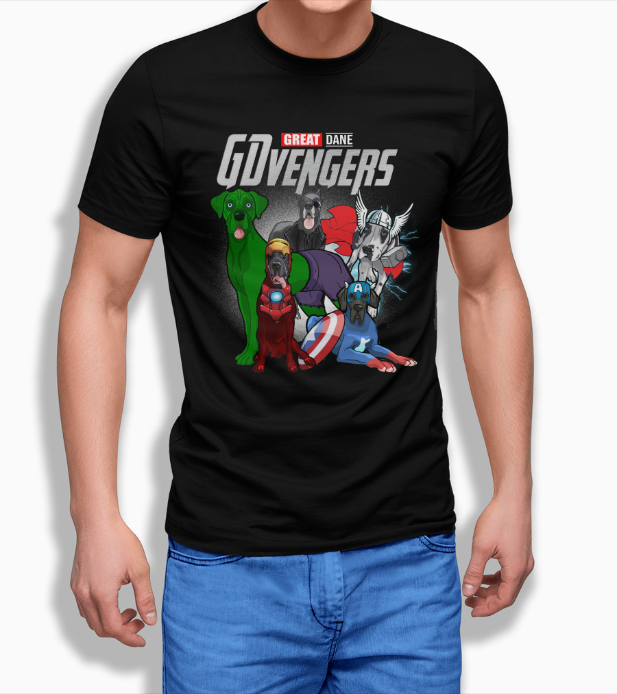 GDvengers Great Dane Superhero Dogs Avengers T-Shirt
