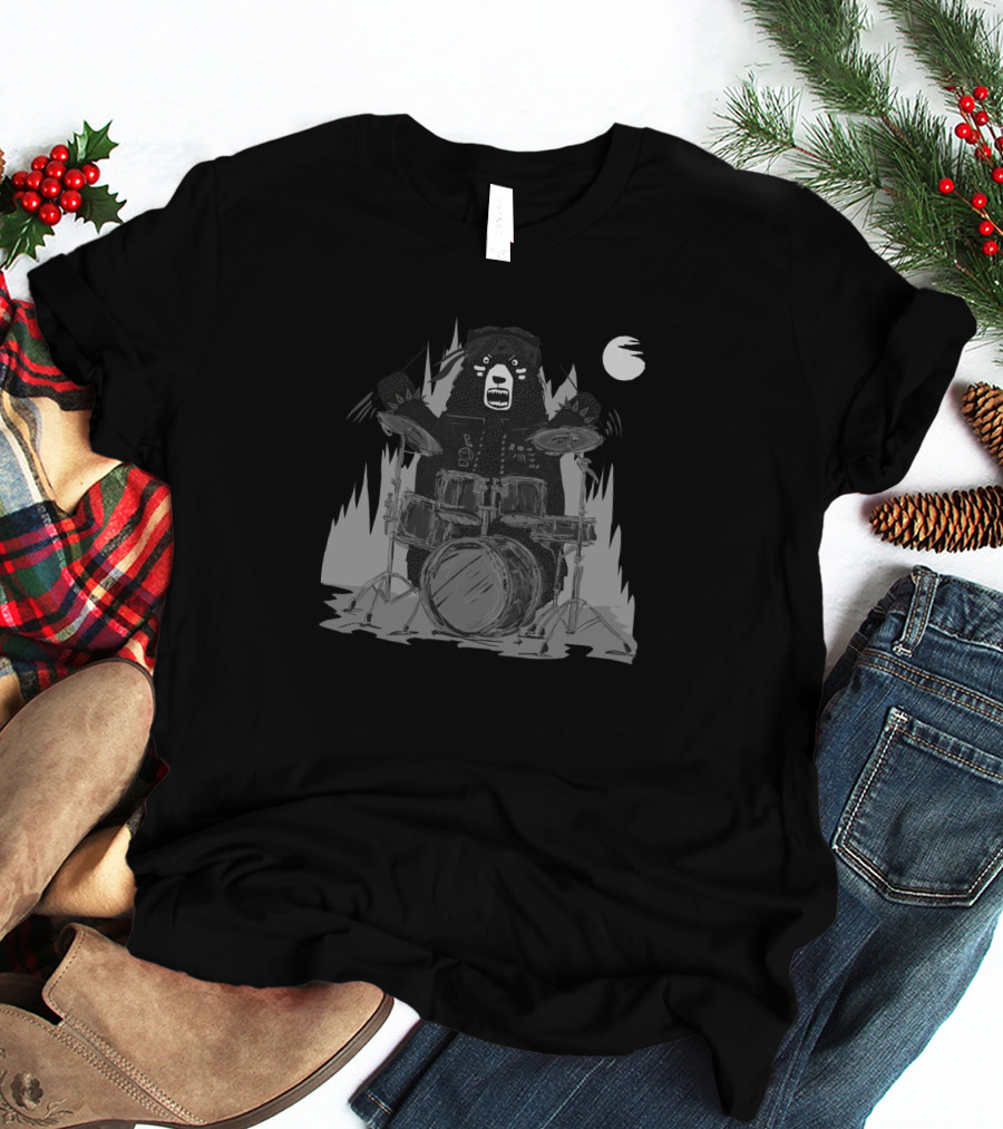 Bad Bear Band Drumming Under Moonlight 1733224 T-Shirt