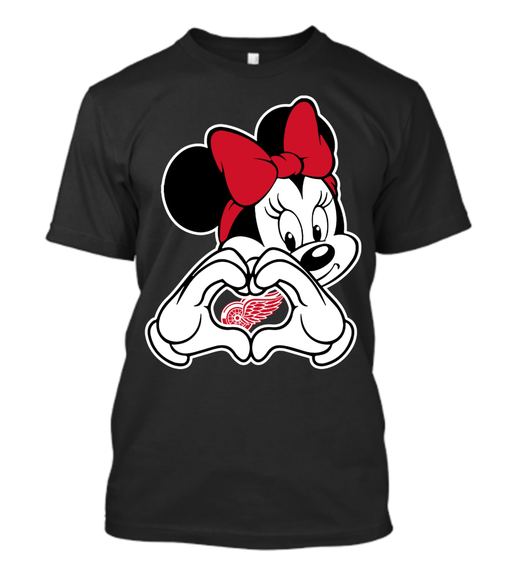 Minnie Mouse Heart Hands Detroit Red Wings T-Shirt