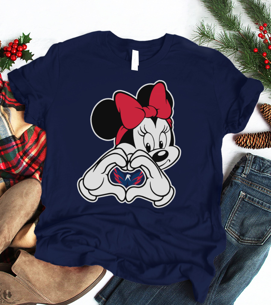 Minnie Mouse Heart Hands Washington Capitals T-Shirt