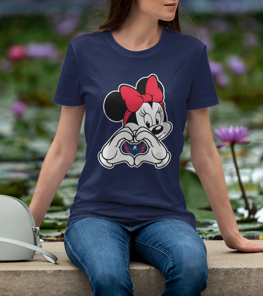 Minnie Mouse Heart Hands Washington Capitals T-Shirt