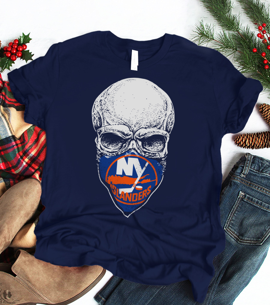 Ny Islanders Skull Logo Hockey Fan T-Shirt