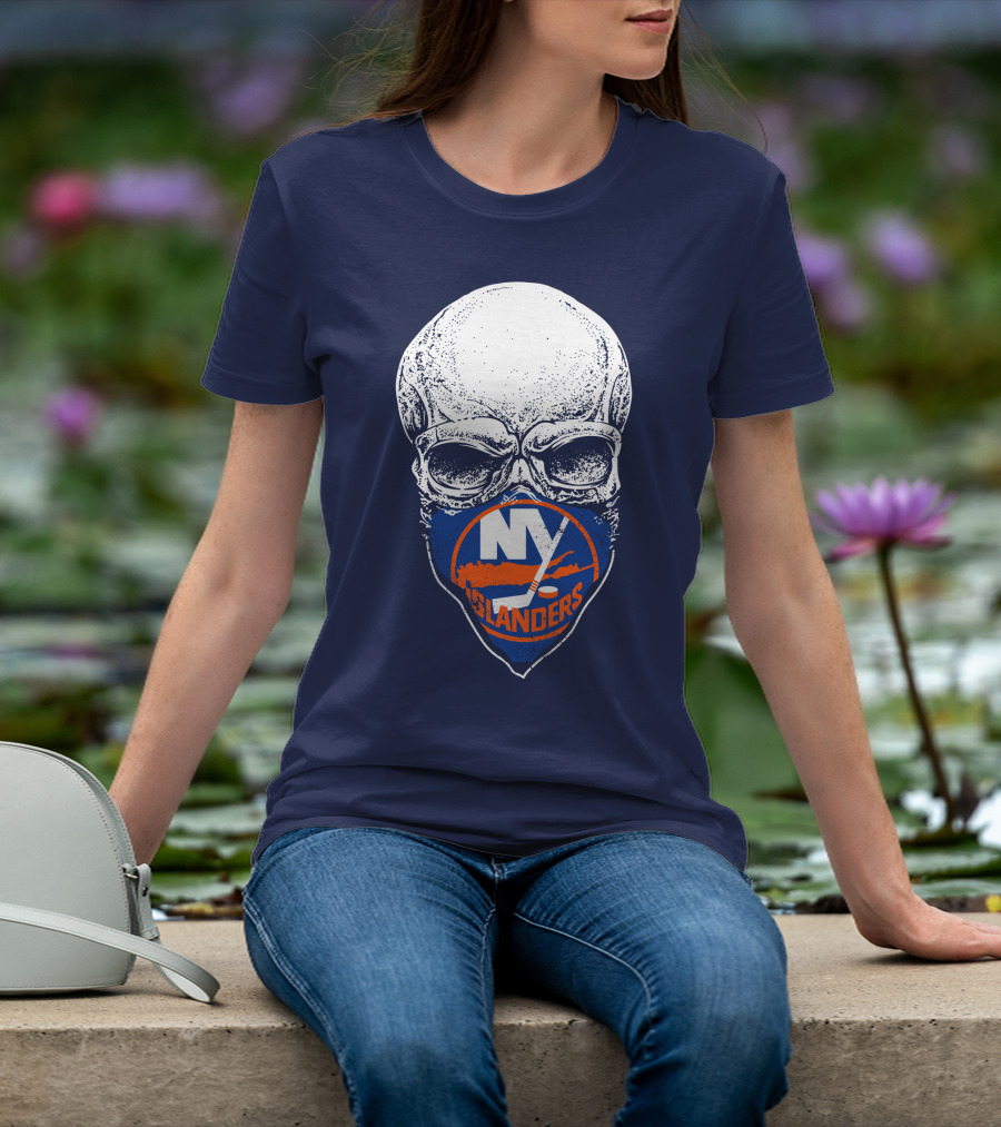 Ny Islanders Skull Logo Hockey Fan T-Shirt