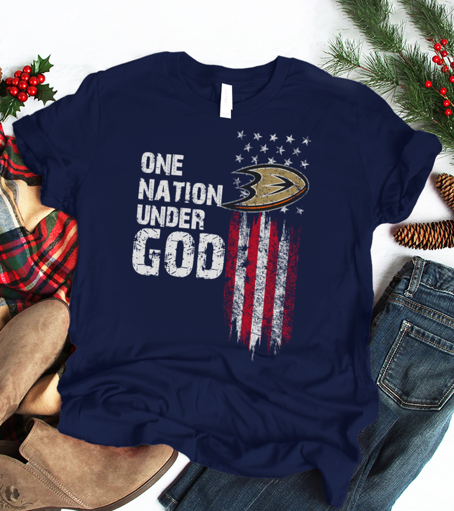 One Nation Under God Anaheim Ducks Stars And Stripes T-Shirt