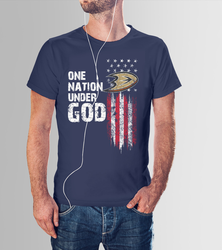 One Nation Under God Anaheim Ducks Stars And Stripes T-Shirt