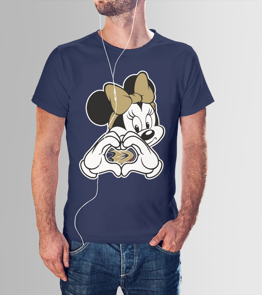 Anaheim Ducks Minnie Mouse Heart Hands T-Shirt