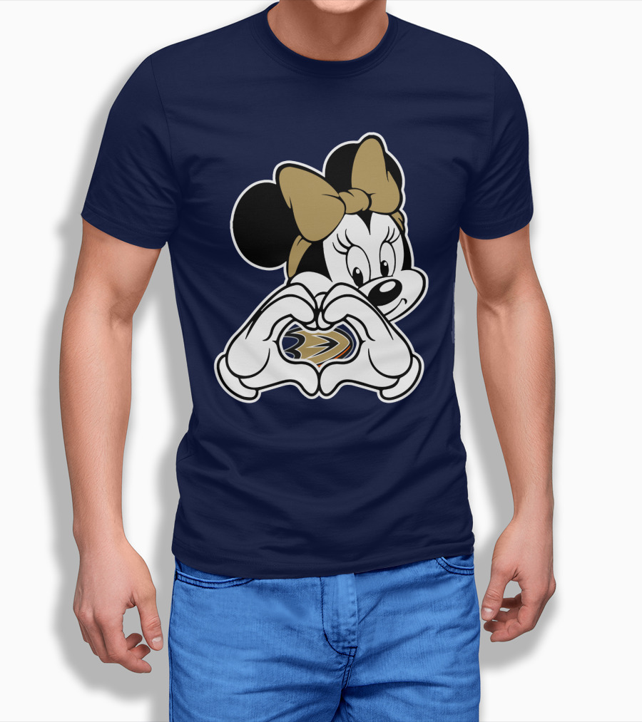 Anaheim Ducks Minnie Mouse Heart Hands T-Shirt