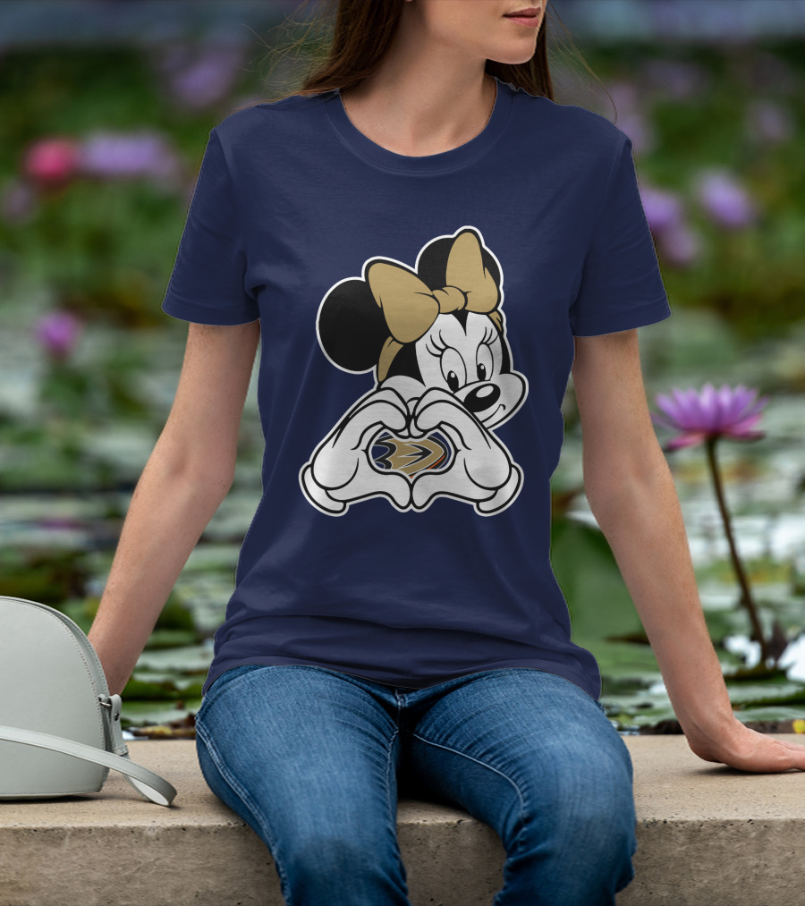 Anaheim Ducks Minnie Mouse Heart Hands T-Shirt