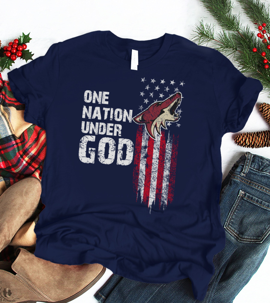 One Nation Under God Arizona Coyotes Usa Flag T-Shirt