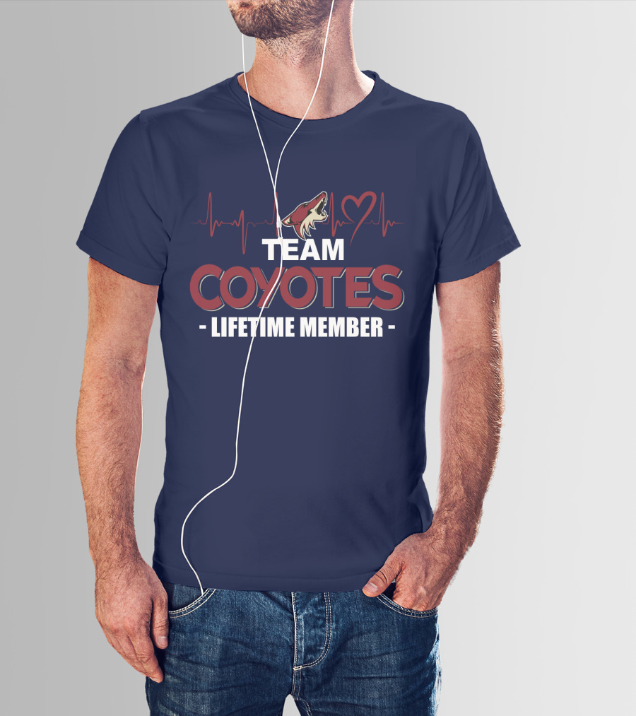 Team Coyotes Lifetime Member Arizona Coyotes Heartbeat T-Shirt
