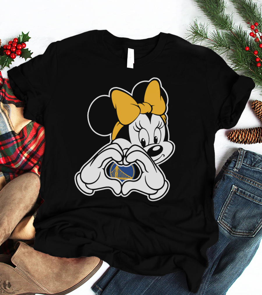 Golden State Warriors Minnie Mouse Heart Gesture T-Shirt
