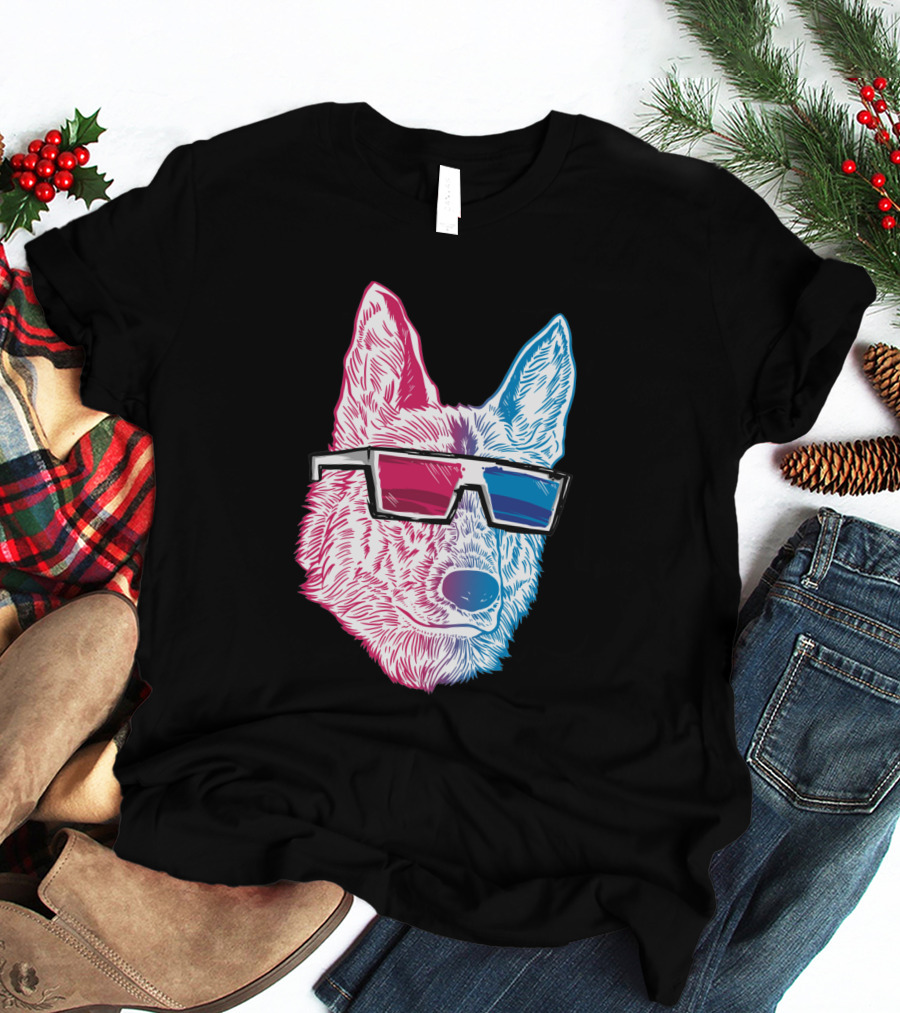 3D K9 Anaglyph Glasses Dog T-Shirt
