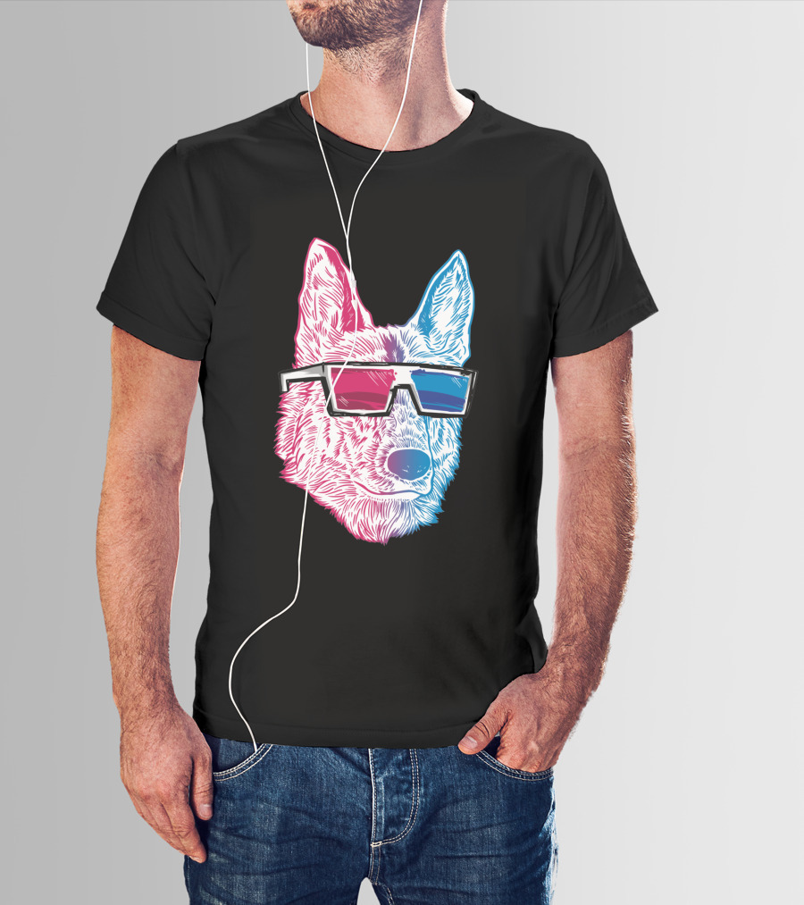 3D K9 Anaglyph Glasses Dog T-Shirt
