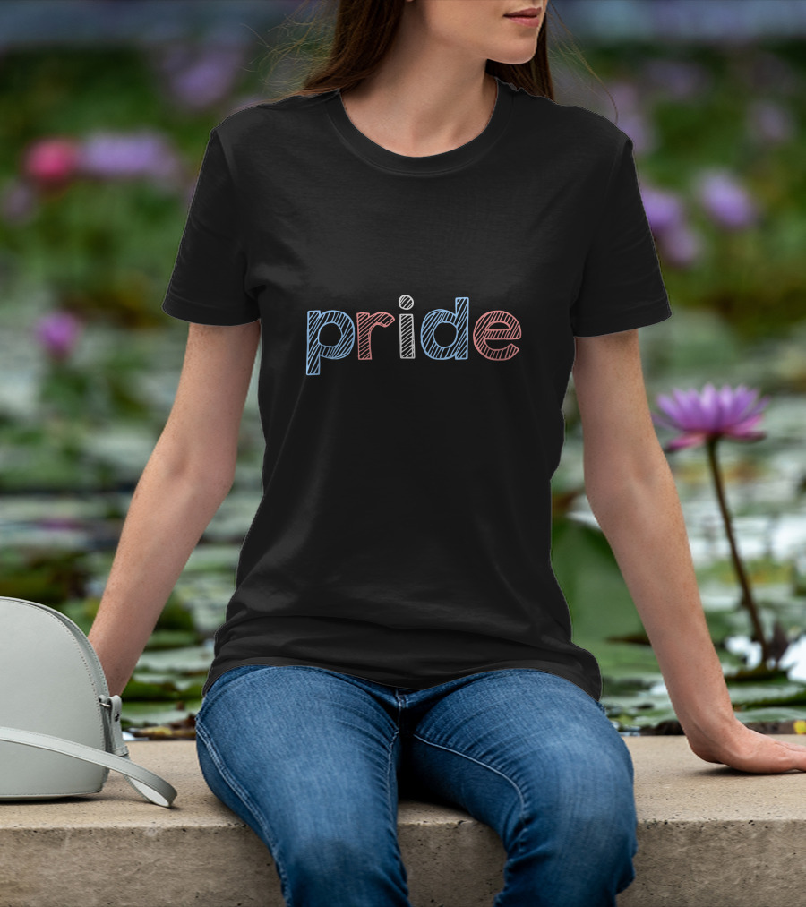 Pride Rainbow Striped Letters T-Shirt