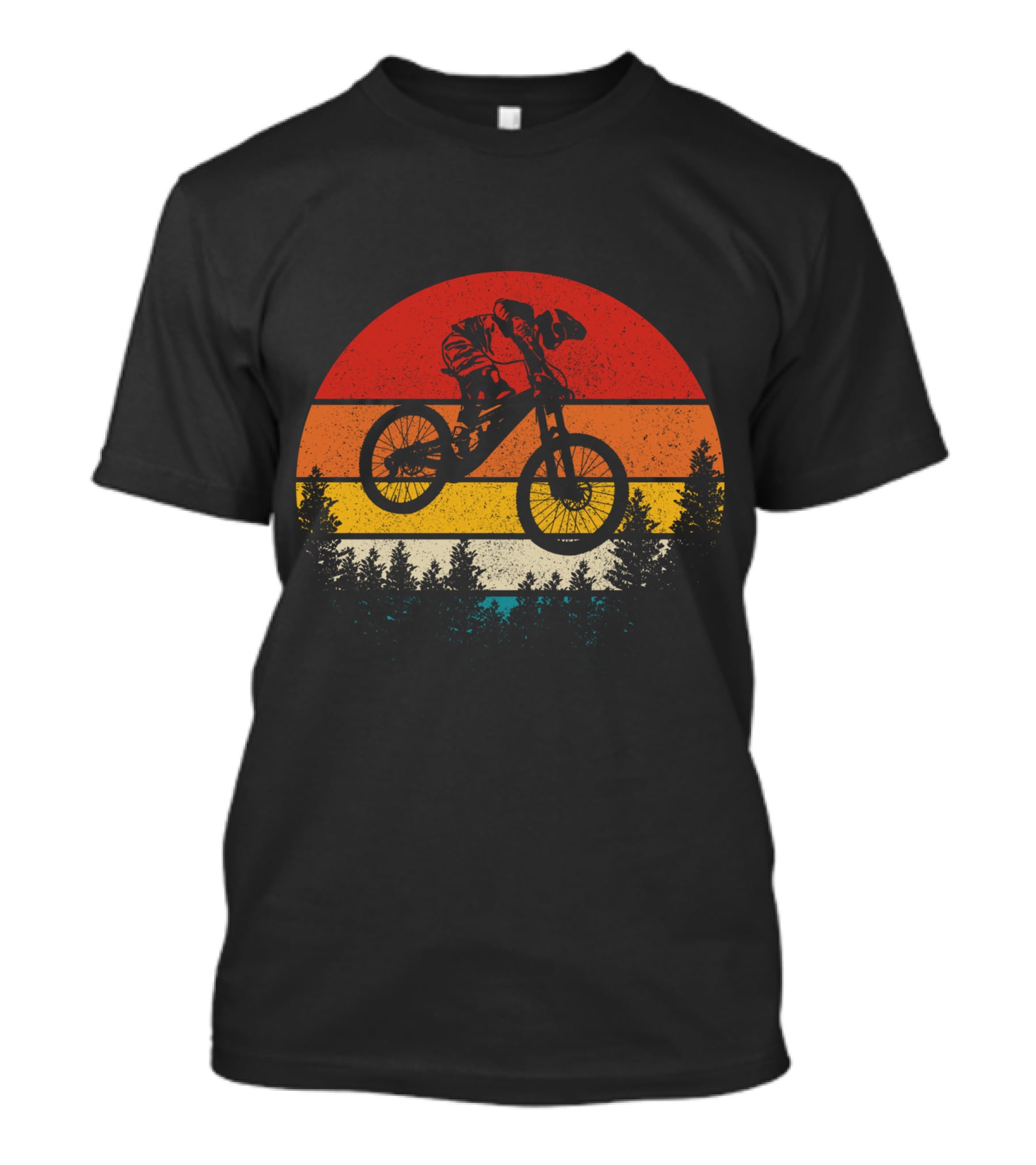 Mountain Bike Vintage Retro Downhill Sunset Forest T-Shirt