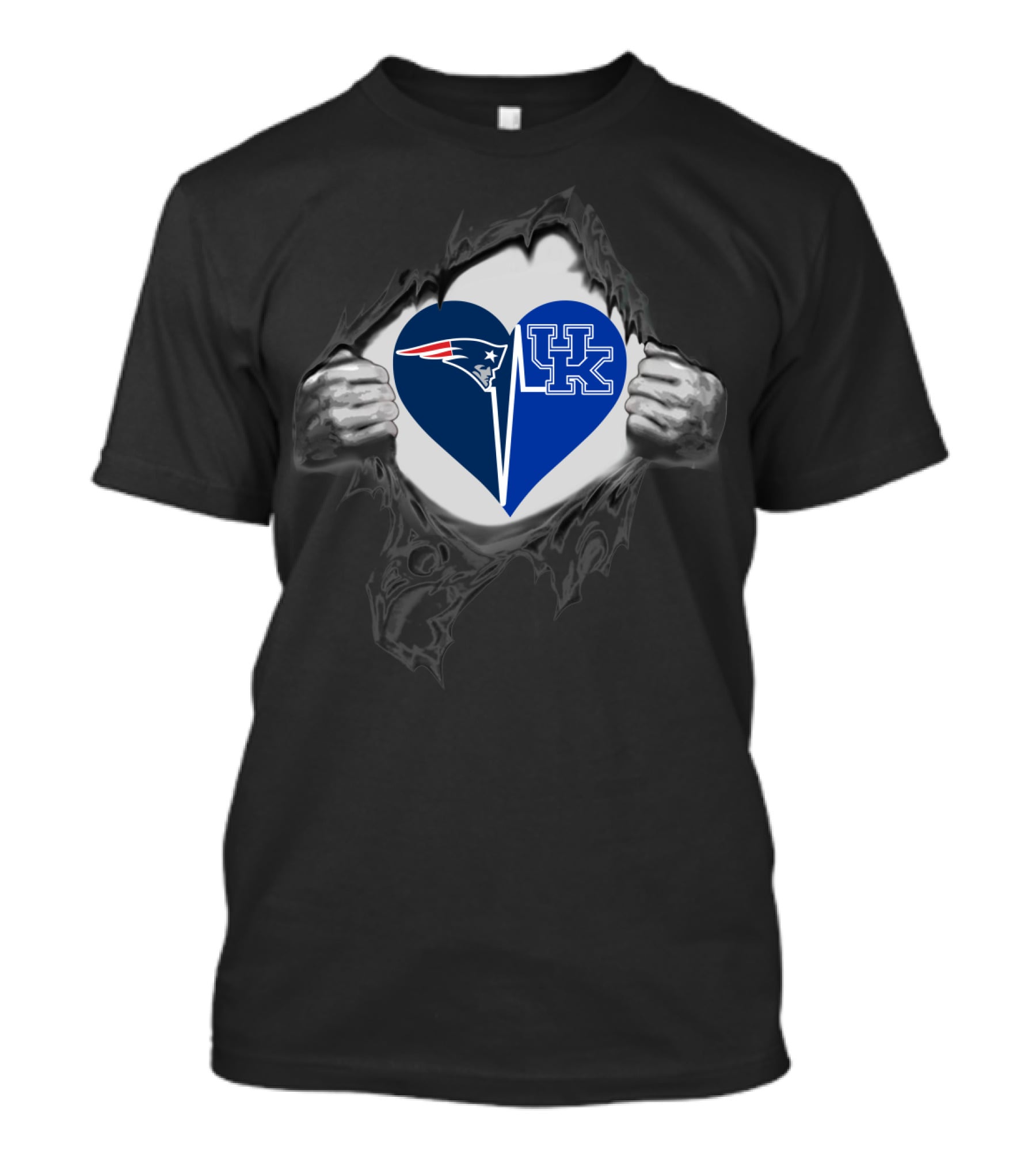 Patriots Logo And Kentucky Wildcats Uk Heart Shape T-Shirt